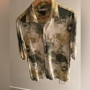 ZARA Floral Button-Up Shirt